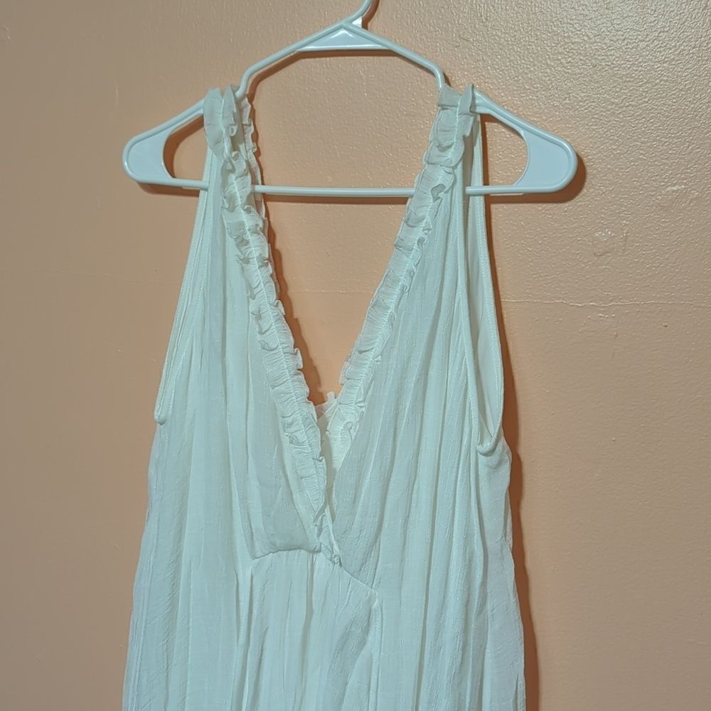 Aakaa Off White Surplice Maxi Dress L - Picture 3 of 11
